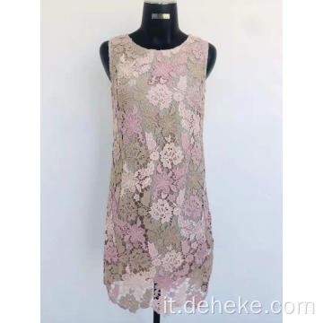 Abito in pizzo fiore a maglia da donna